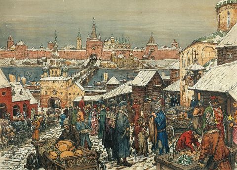 Il mercato di Novgorod - A. Vasnecov